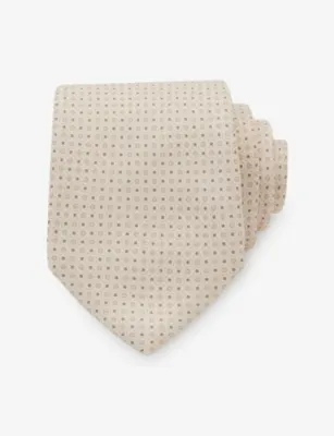 REISS Ovale Micro-Dot Silk Tie detail 2