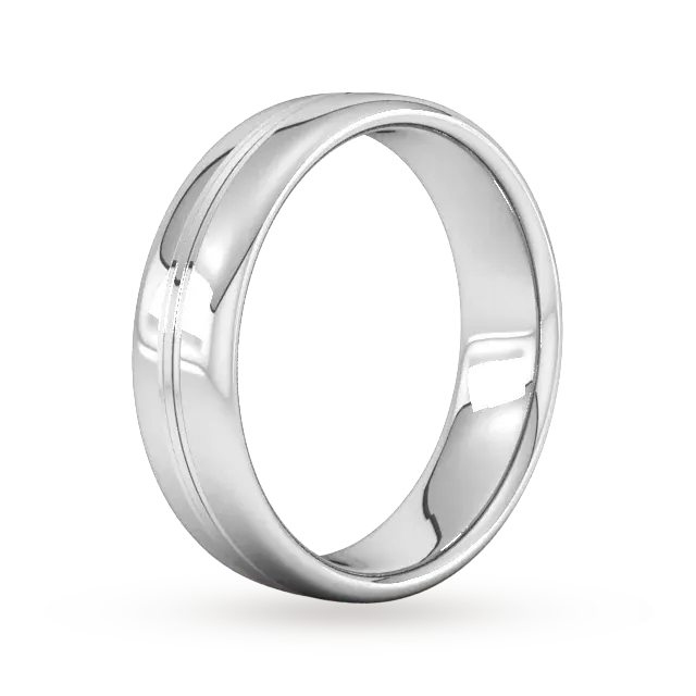 For Him 6mm Slight Court Standard Grooved Polished Finish Wedding Ring In 950 Palladium detail 2