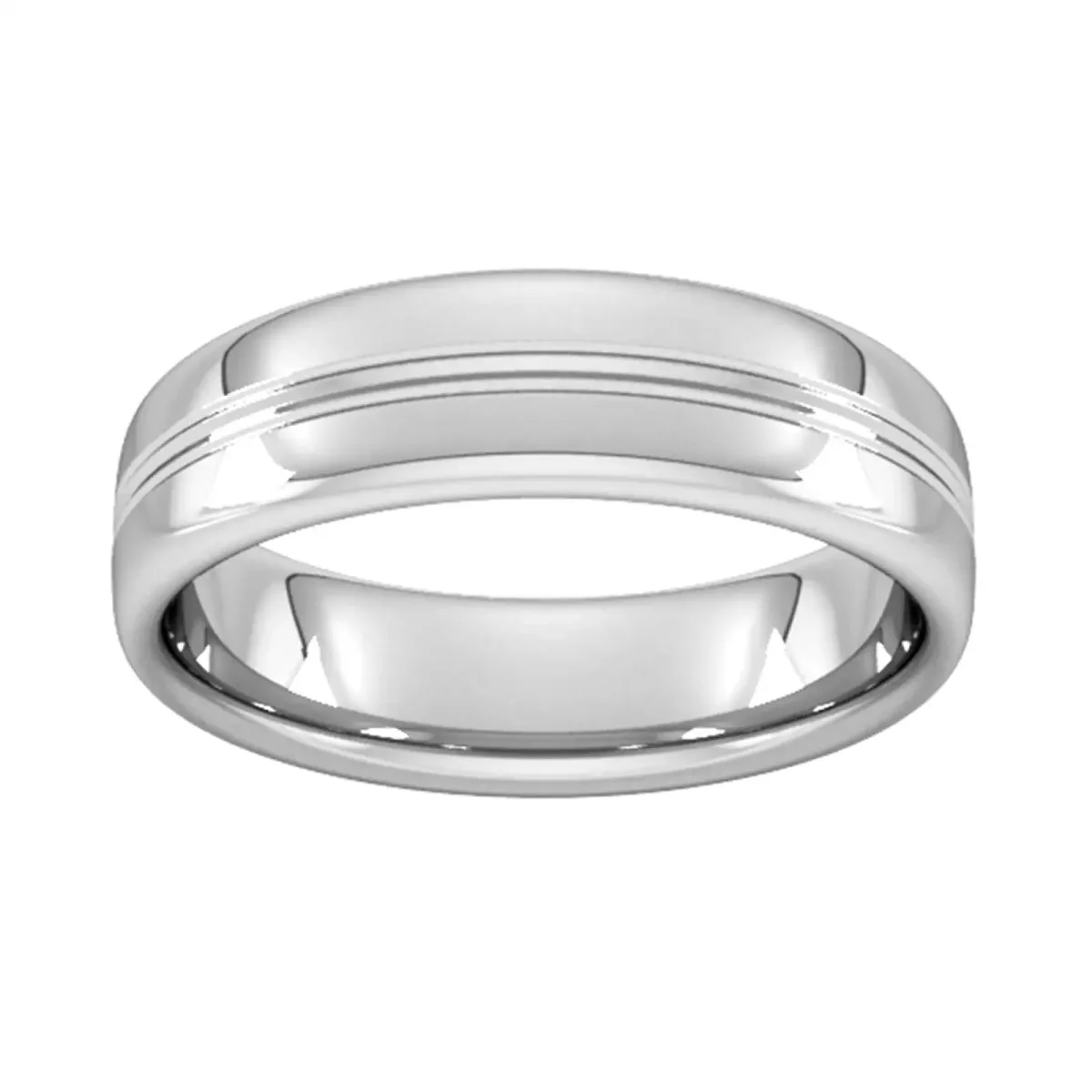 For Him 6mm Slight Court Standard Grooved Polished Finish Wedding Ring In 950 Palladium