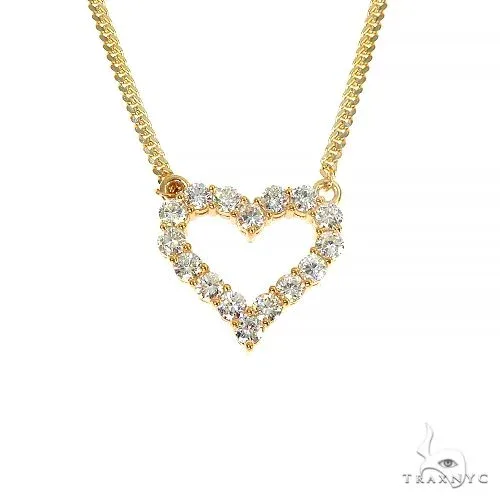 RINA - For Him FACTORY Miami Cuban Chain Diamond Heart Necklace 66967 in Rose Gold / 18 Inches – Pendant Set