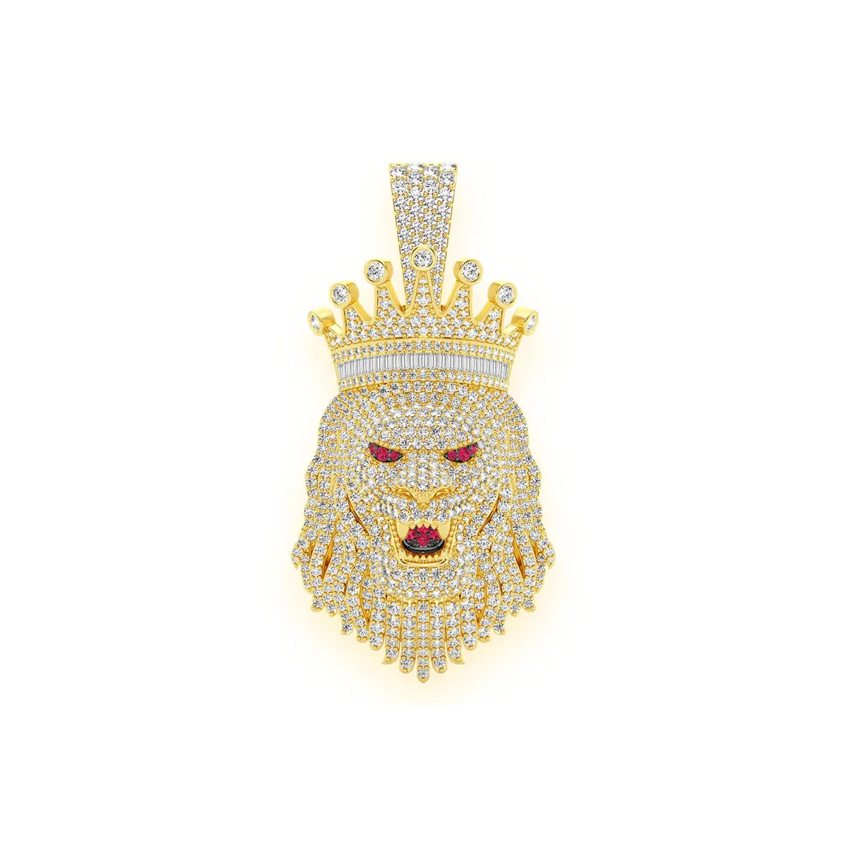 For Him King Crown Lion Diamond Pendant in Yellow Gold / Natural Diamond – Pendant