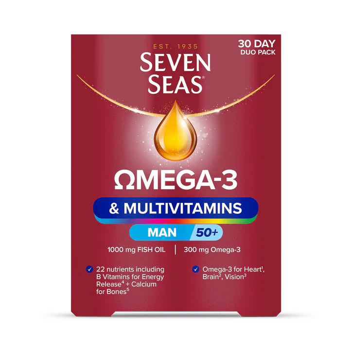 Seven Seas Omega-3 & Multivitamins Man 50+ 30 Tablets & 30 Capsules (1 Month Supply)