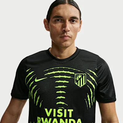 Nike Atlético Madrid Away Men's Nike Dri-FIT Football Pre-Match Top - Black/Volt/Volt