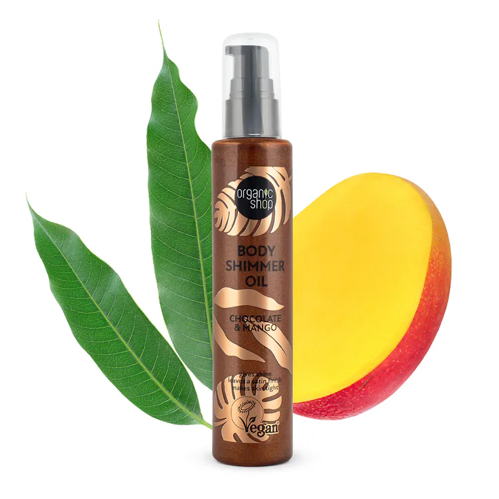 Organic Shop Body Shimmer Oil Chocolate & Mango 100ml detail 2