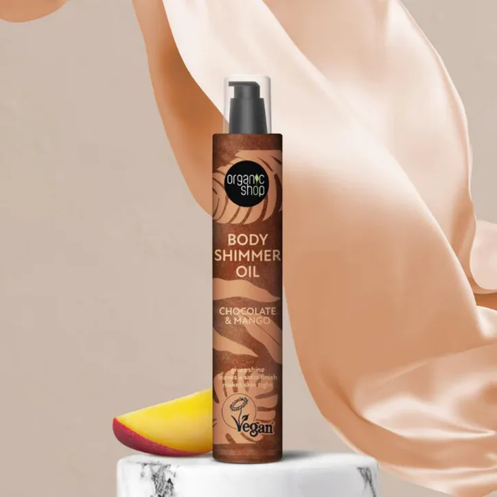 Organic Shop Body Shimmer Oil Chocolate & Mango 100ml detail 3