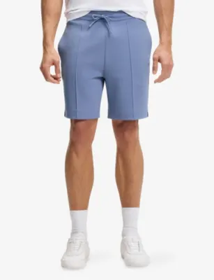 BOSS Side-Stripe Cotton-Blend Shorts in Light/Pastel Blue, additional product view 3