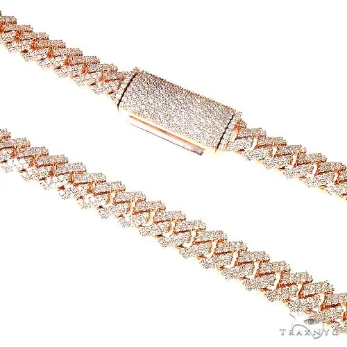 AHMED - MOON JEWELRY 2 Row Prong Set Diamond Cuban Chain 66884 in Rose – Chain
