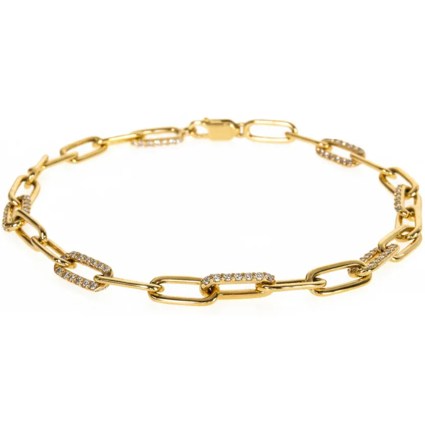 ANNA - EVOLVD DIAMOND Paperclip Diamond Bracelet 69792 in Yellow Gold – Bracelet