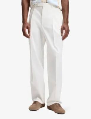 BOSS Straight-Leg Relaxed-Fit Stretch-Cotton Trousers detail 3