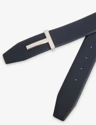 TOM FORD T-Icon Reversible Grained-Leather Belt - 32 detail 2