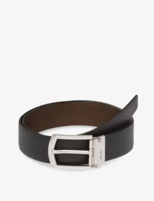 PRADA Reversible saffiano leather belt - BLACK - 42