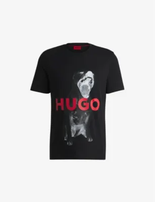 HUGO Graphic-print relaxed-fit cotton T-shirt