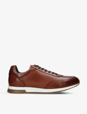 LOAKE Bannister tonal-stitching leather low-top trainers - EUR 46 / 12 UK MEN in TAN – Mens | Trainers | Lace up trainers