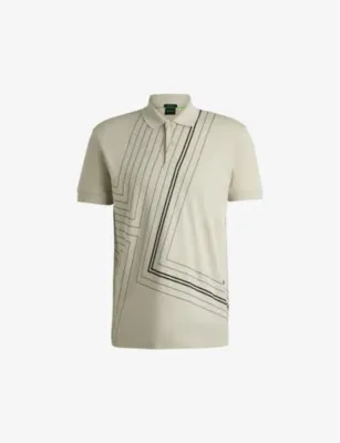BOSS Interlock fineline-artwork cotton-jersey polo shirt