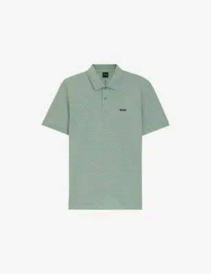 BOSS Branded Cotton-Piqué Polo Shirt - OPEN GREEN