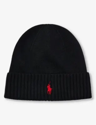 POLO RALPH LAUREN Brand-embroidered folded-brim wool beanie