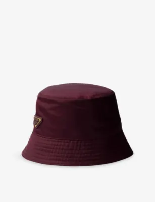 PRADA Logo-plaque nylon bucket hat - BURGUNDY - XXXXXL detail 2