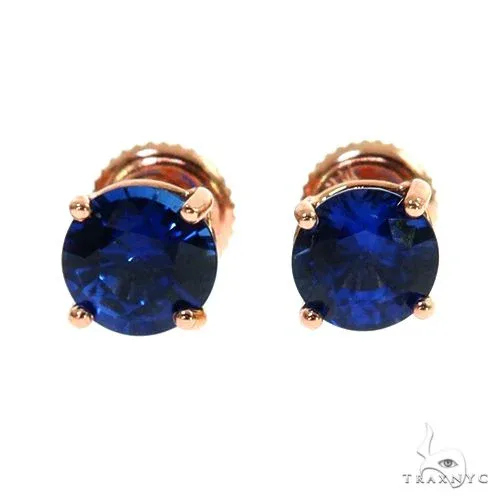 RINA - For Him CUSTOM Custom Made 18K Gold Blue Sapphire Earrings 67522 in Rose Gold – Earrings