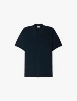 SANDRO Short-Sleeved Openwork Knitted Shirt