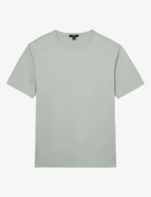 REISS Count Tailored-Fit Air-Water Cotton T-Shirt - Light Sage Green