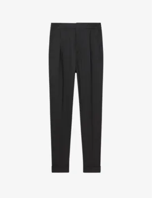 REISS Brighton relaxed-fit tapered woven trousers - CHARCOAL detail 3