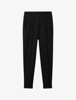 REISS Brighton relaxed-fit tapered woven trousers - CHARCOAL