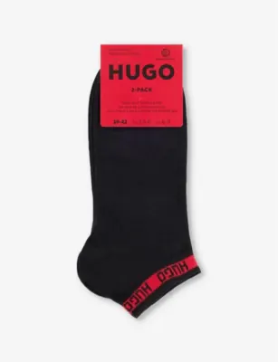 HUGO Logo-trim stretch-cotton ankle socks in BLACK – Mens | Underwear & socks | Socks | Patterned Socks