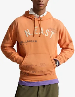 POLO RALPH LAUREN Distressed Cotton-Jersey Hoody in Kona Orange, additional product view 3