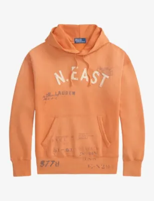 POLO RALPH LAUREN Distressed Cotton-Jersey Hoody in Kona Orange – Mens | Tops & t-shirts | Hoodies