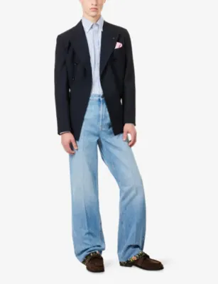 VALENTINO GARAVANI Logo Pinstripe Cotton Shirt - 15.75 detail 2