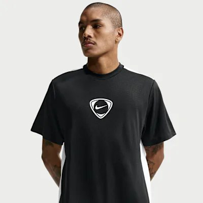 Nike Academy+ Men's Dri-FIT Short-Sleeve Football Shirt - Black/White/White