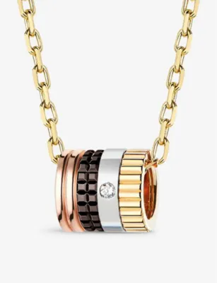 BOUCHERON Quatre Classique 18ct yellow, white and rose gold and diamond necklace detail 3
