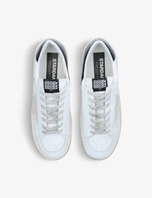 GOLDEN GOOSE Men’s Stardan low-top leather trainers - EUR 44 / 10 UK MEN in WHITE/BLK, additional product view 2