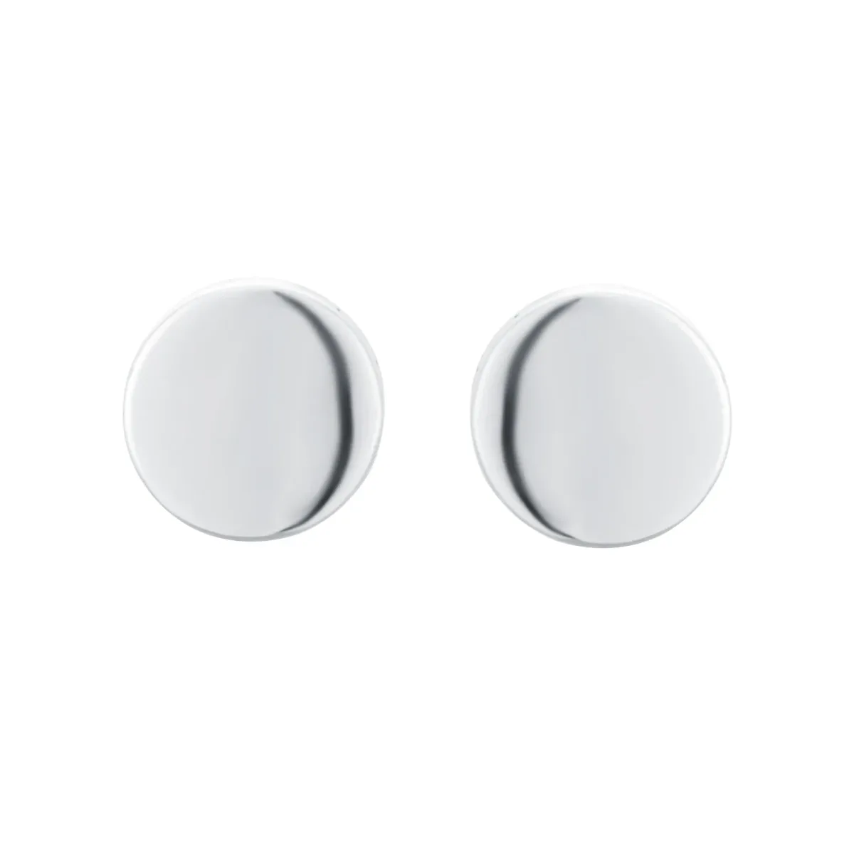 For Him Sterling Silver Flat Disc Stud Earrings