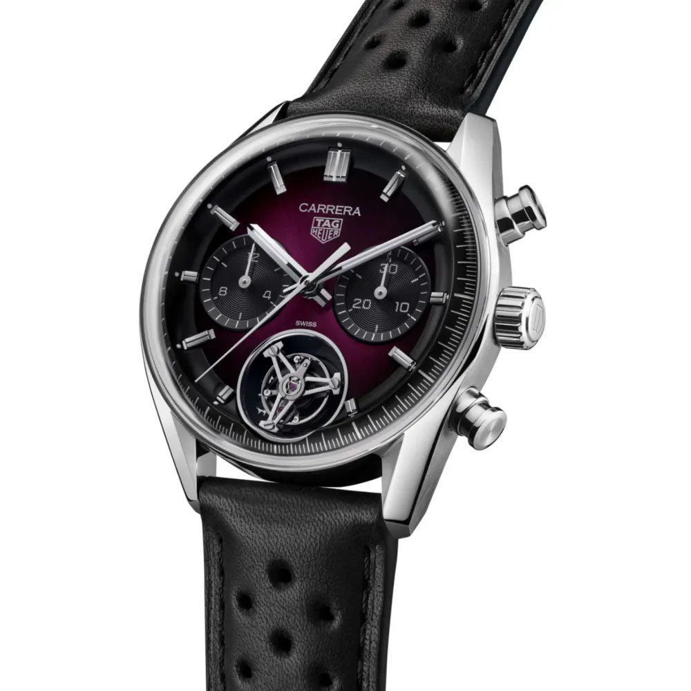 TAG Heuer Carrera Glassbox Tourbillon Limited Edition 42mm Mens Watch Purple detail 2