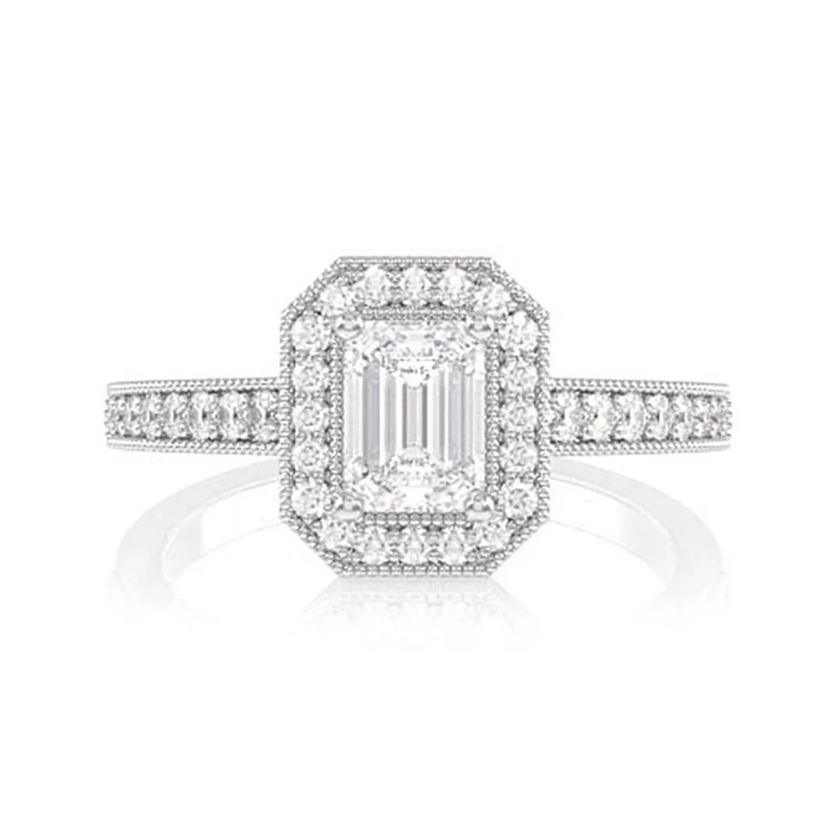 For Him Radiant Halo Engagement Ring in Rose Gold / 0.75ctw Emerald Diamond (G/VS) / Lab Grown Diamond – Ring