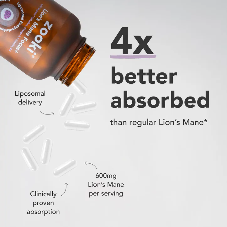 Zooki Liposomal Lions Mane Mushroom 600mg Capsules - 30 Day Supply detail 2