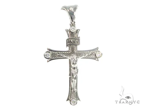 RINA - For Him FACTORY 10K White Gold Diamond Cross Crucifix 45406 in Rose Gold – Pendant