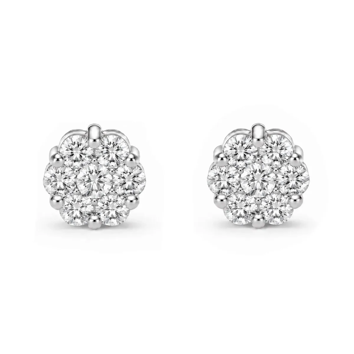 For Him Flower Diamond Studs in 0.50ctw / White Gold / Natural Diamond – Earring