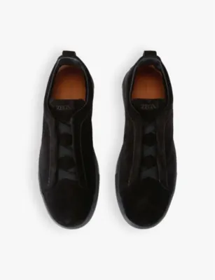 ZEGNA Triple Stitch suede low-top trainers - EUR 40.5 / 6.5 UK MEN in BLACK, additional product view 2