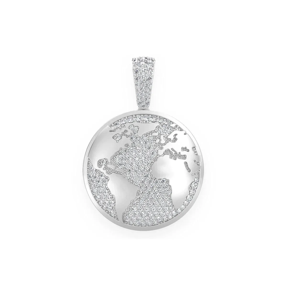 For Him World Globe Diamond Pendant in White Gold / Natural Diamond – Pendant