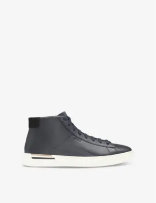 BOSS Debossed-Branding Leather High-Top Trainers - EUR 42 / 8 UK MEN