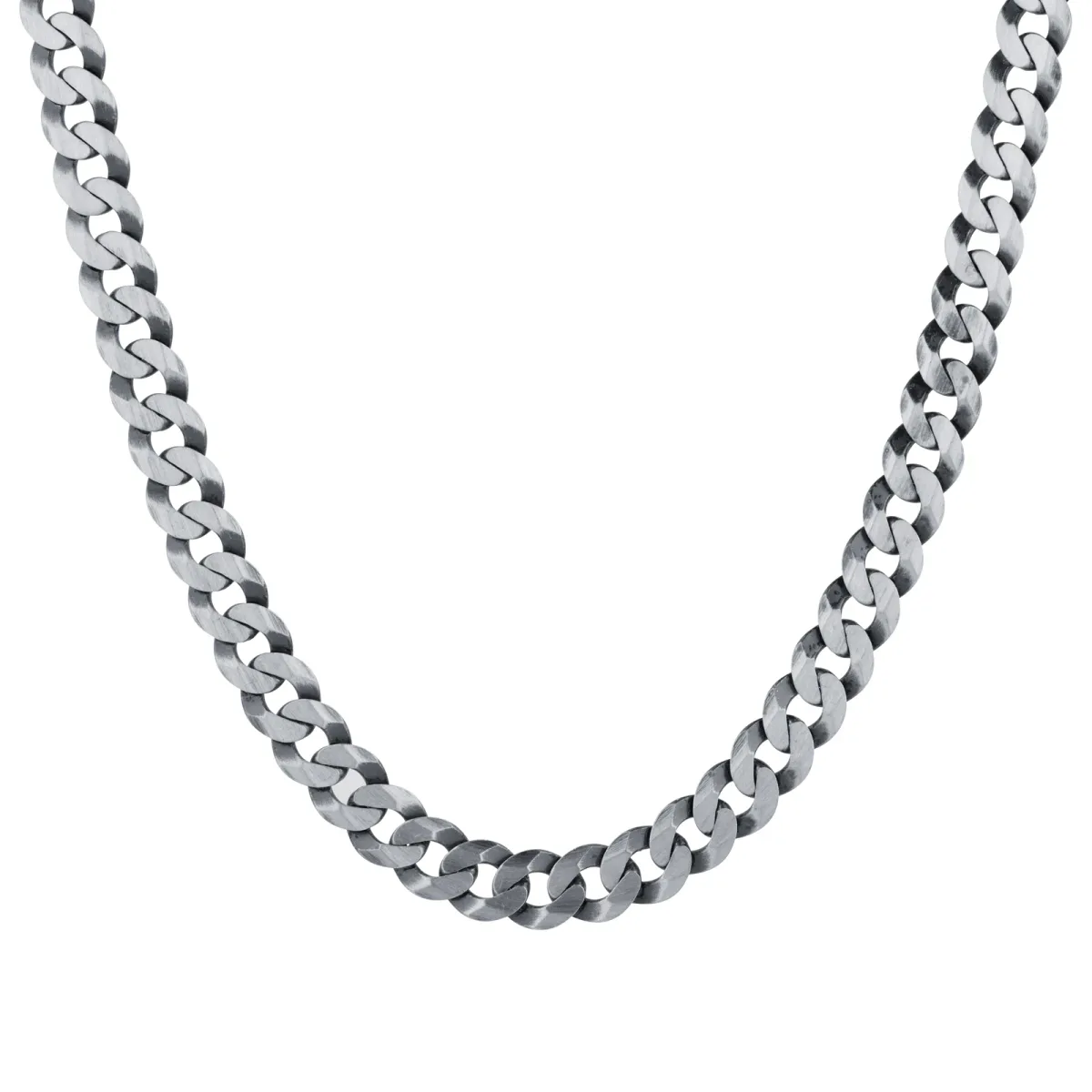 For Him Sterling Silver Mens 20 Inch Oxidised 7.9mm Curb
