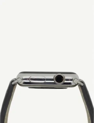 MINTAPPLE Apple Watch alligator-embossed leather strap and stainless steel case detail 3