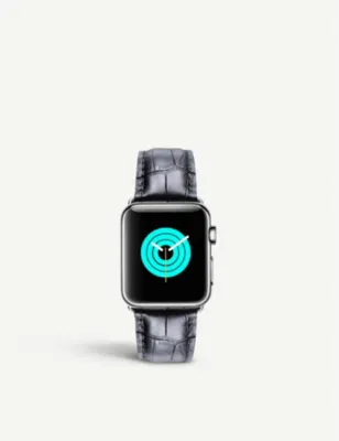 MINTAPPLE Apple Watch alligator-embossed leather strap and stainless steel case