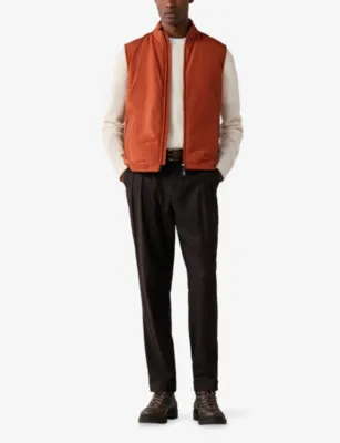 HACKETT Windsor Padded Woven Gilet in SPICE ORANGE, additional product view 2