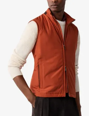 HACKETT Windsor Padded Woven Gilet in SPICE ORANGE, additional product view 3