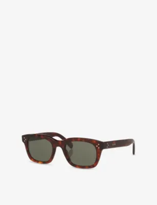 CELINE CL40232I 3-Dots Rectangle-Frame Tortoiseshell Acetate Sunglasses in Brown, additional product view 3