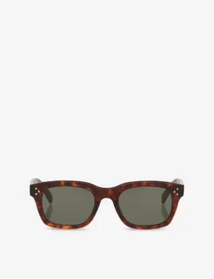 CELINE CL40232I 3-Dots Rectangle-Frame Tortoiseshell Acetate Sunglasses in Brown – Mens | Sunglasses | Rectangle