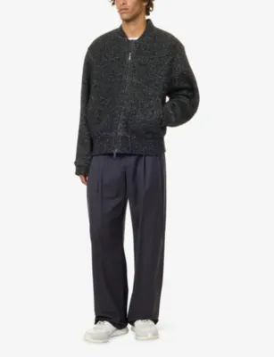 EMPORIO ARMANI Speckled-Knit Wool-Blend Bomber Jacket detail 2
